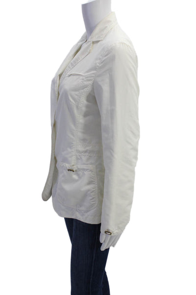 Luciano Barbera Womens Button Up Blazer Windbreaker Jacket White Size 10