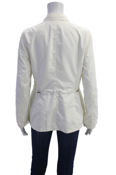 Luciano Barbera Womens Button Up Blazer Windbreaker Jacket White Size 10