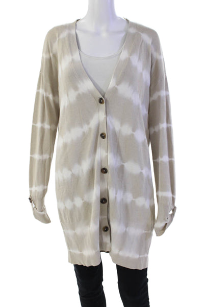 Sanctuary Womens Tie Dye Print Cardigan Sweater Beige White Size Extra Small