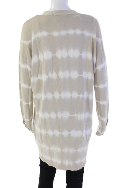 Sanctuary Womens Tie Dye Print Cardigan Sweater Beige White Size Extra Small