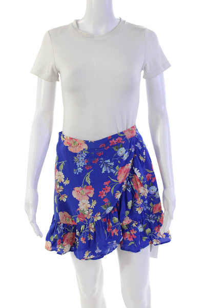 Yumi Kim Womens Floral Print A Line Mini Skort Blisswood Blue Size Medium