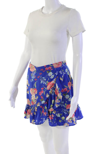Yumi Kim Womens Floral Print A Line Mini Skort Blisswood Blue Size Medium