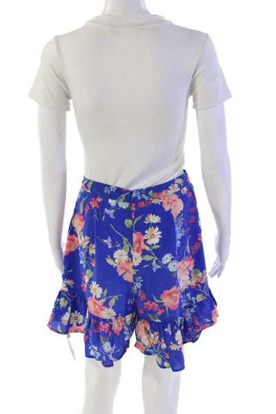 Yumi Kim Womens Floral Print A Line Mini Skort Blisswood Blue Size Medium