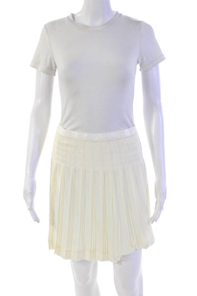 J Crew Womens Box Pleated A Line Mini Skirt Ivory White Size 2