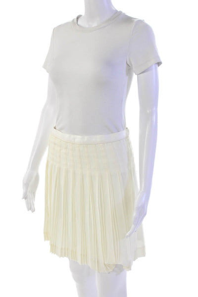 J Crew Womens Box Pleated A Line Mini Skirt Ivory White Size 2