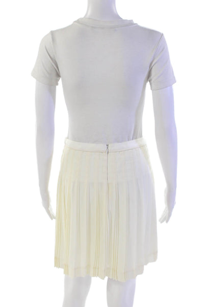 J Crew Womens Box Pleated A Line Mini Skirt Ivory White Size 2