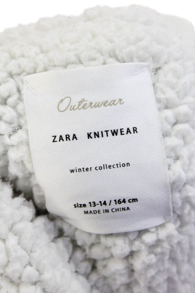 Zara Knitwear Childrens Girls Woven Hooded Full Zipper Jacket Gray Size 13-14