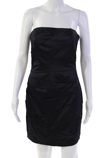 Cynthia Steffe Womens Back Zip Strapless Satin Sheath Dress Navy Size 4