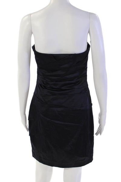 Cynthia Steffe Womens Back Zip Strapless Satin Sheath Dress Navy Size 4
