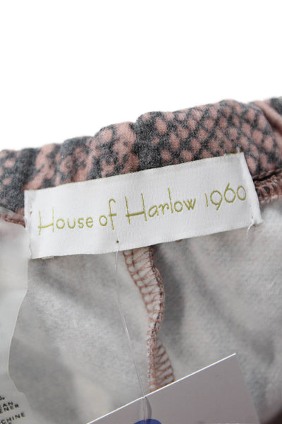 House of Harlow 1960 Womens Elastic Waistband Snakeskin Print Pants Pink Medium