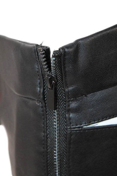 Zara Womens Side Zip Back Cut Out Straight Leg Faux Leather Pants Black Medium