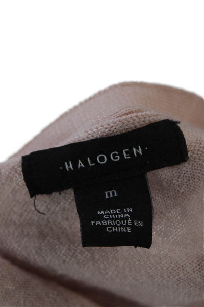 Halogen Womens Button Front Long Sleeve V Neck Cardigan Sweater Pink Wool Medium