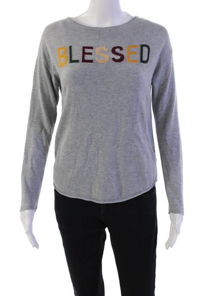 Rachel Zoe Womens Long Sleeve Scoop Neck Blessed Sweater Gray Size Small