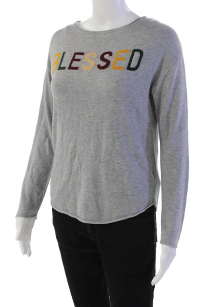 Rachel Zoe Womens Long Sleeve Scoop Neck Blessed Sweater Gray Size Small