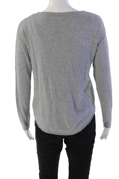 Rachel Zoe Womens Long Sleeve Scoop Neck Blessed Sweater Gray Size Small