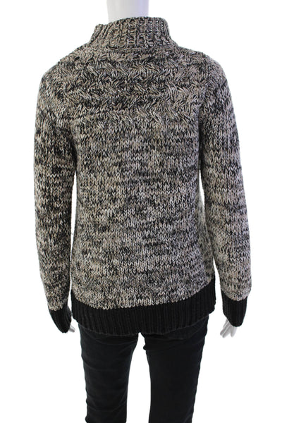 Philosophy By Republic Womens Mock Neck Sweater Black Brown White Size Small