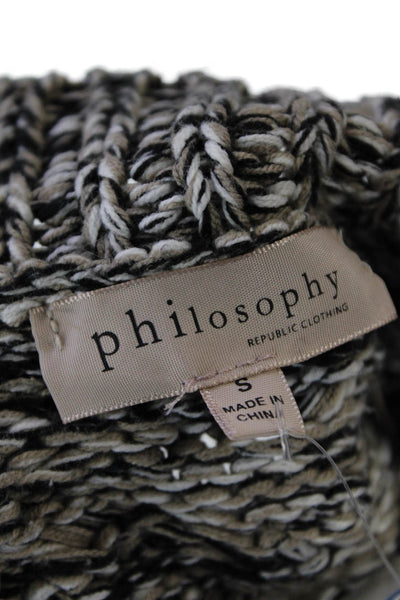 Philosophy By Republic Womens Mock Neck Sweater Black Brown White Size Small