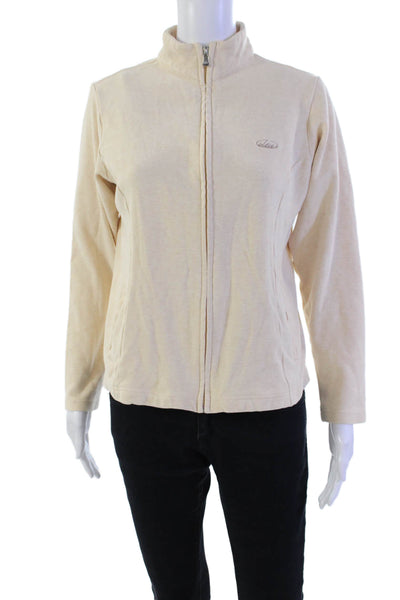 Peter Millar Womens Long Sleeve Front Zip Mock Neck Sweater Beige Size Small