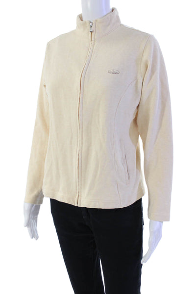 Peter Millar Womens Long Sleeve Front Zip Mock Neck Sweater Beige Size Small
