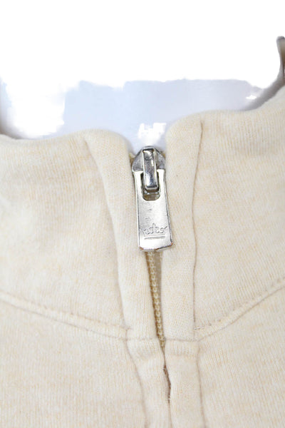 Peter Millar Womens Long Sleeve Front Zip Mock Neck Sweater Beige Size Small
