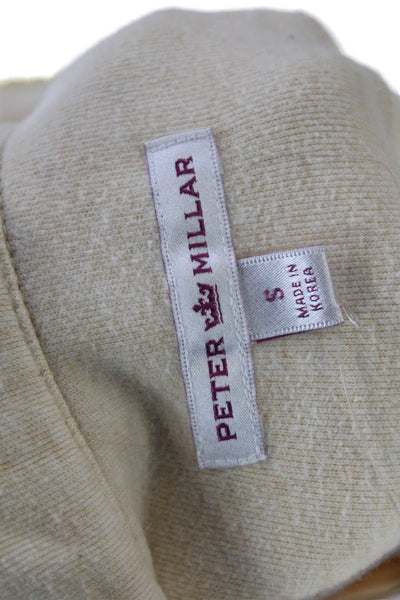Peter Millar Womens Long Sleeve Front Zip Mock Neck Sweater Beige Size Small