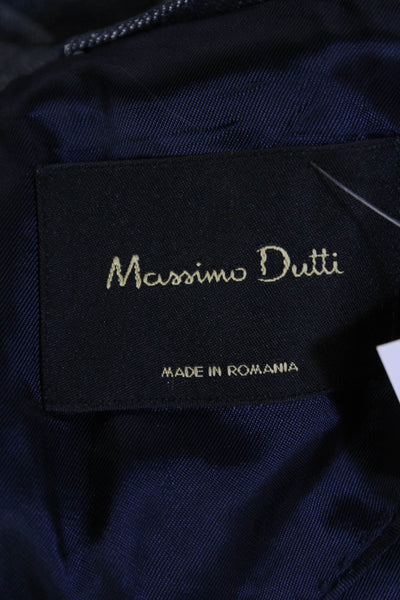 Massimo Dutti Womens Single Button Pointed Lapel Denim Blazer Jacket Blue Size 2