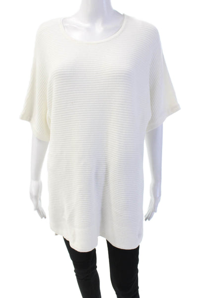 Natori Womens Cotton Short Sleeve Knit Top White Size L