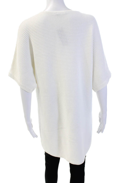 Natori Womens Cotton Short Sleeve Knit Top White Size L