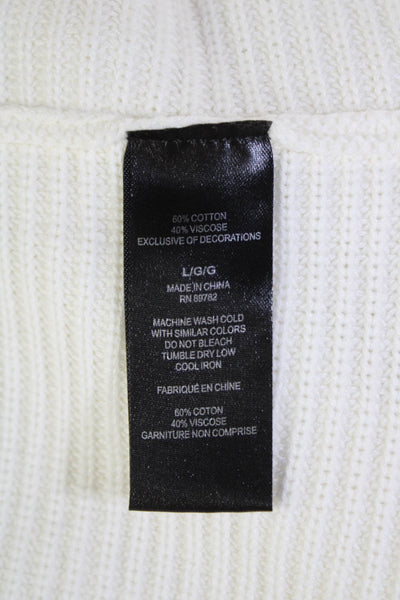 Natori Womens Cotton Short Sleeve Knit Top White Size L