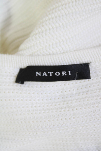 Natori Womens Cotton Short Sleeve Knit Top White Size L