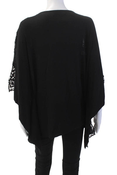 Bailey 44 Womens Cotton V neck Embroidered kaftan Blouse Black Size M