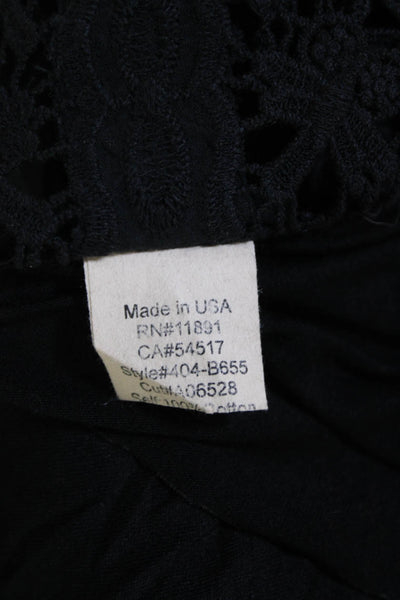 Bailey 44 Womens Cotton V neck Embroidered kaftan Blouse Black Size M