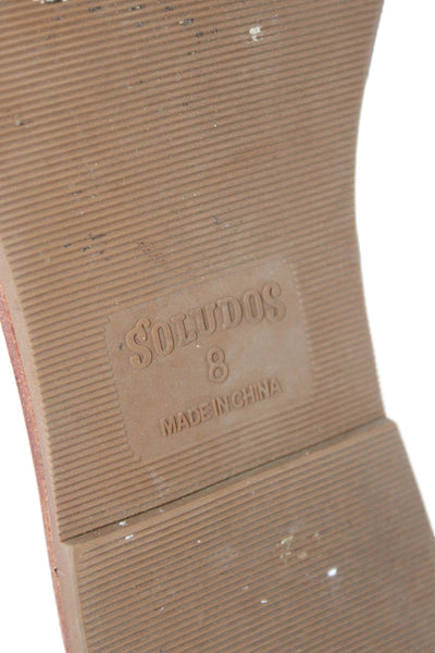 Soludos Womens Braided Double Strap Slide Sandals White Brown Leather Size 8