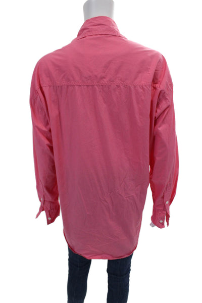 Faithfull The Brand Womens Button Front Long Sleeve Collared Shirt Pink Size 2