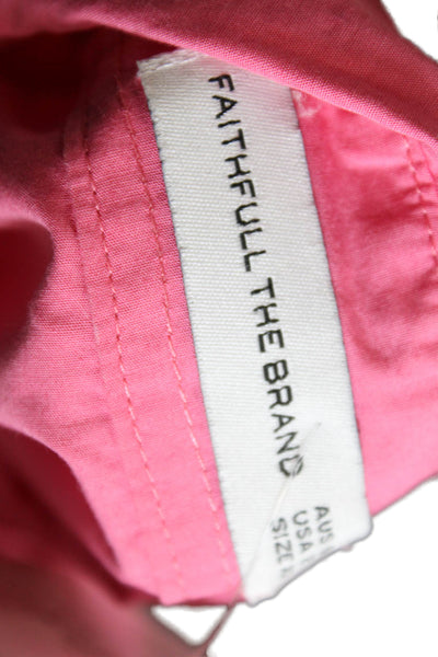 Faithfull The Brand Womens Button Front Long Sleeve Collared Shirt Pink Size 2
