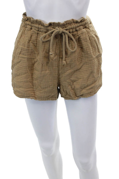 Xirena Womens Drawstring Mid Rise Gauze Short Shorts Brown Cotton Size Small