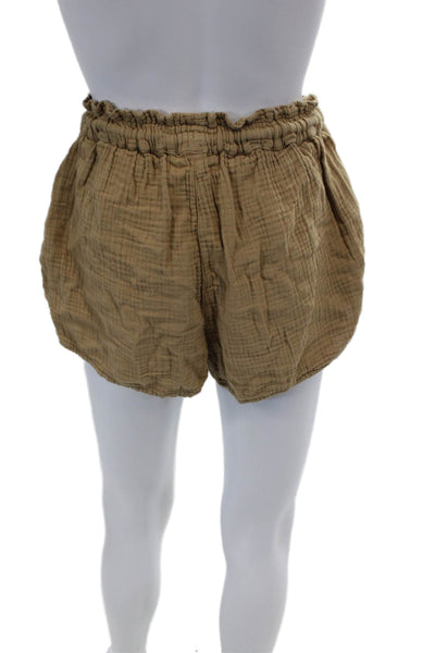 Xirena Womens Drawstring Mid Rise Gauze Short Shorts Brown Cotton Size Small