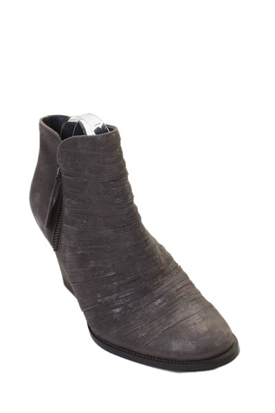 Paul Green Womens Metallic Block Heel Zip Up Ankle Booties Gray Size 7.5