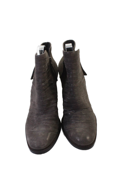 Paul Green Womens Metallic Block Heel Zip Up Ankle Booties Gray Size 7.5