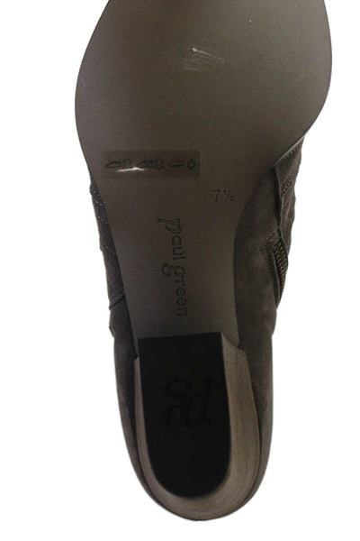 Paul Green Womens Metallic Block Heel Zip Up Ankle Booties Gray Size 7.5
