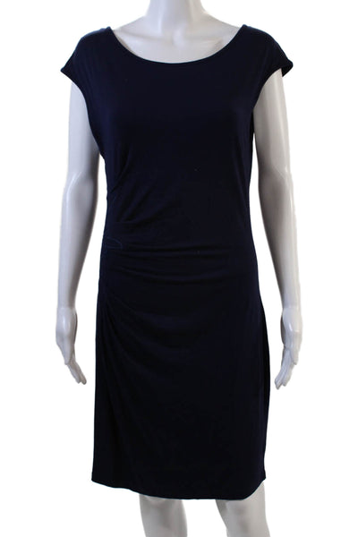 Catherine Malandrino Favorites Womens Ruched Body Con Dress Navy Blue Size Large