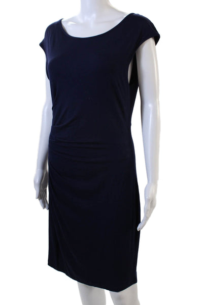 Catherine Malandrino Favorites Womens Ruched Body Con Dress Navy Blue Size Large