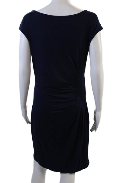 Catherine Malandrino Favorites Womens Ruched Body Con Dress Navy Blue Size Large