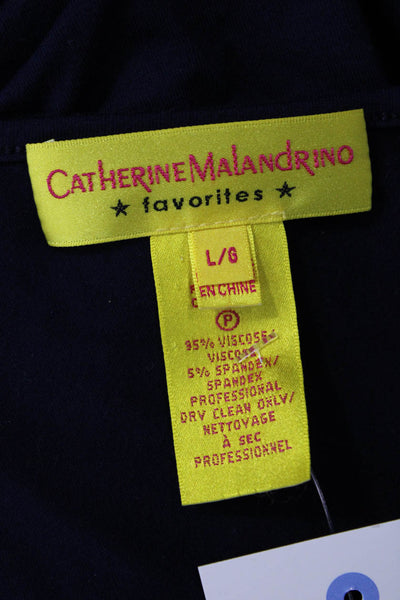 Catherine Malandrino Favorites Womens Ruched Body Con Dress Navy Blue Size Large