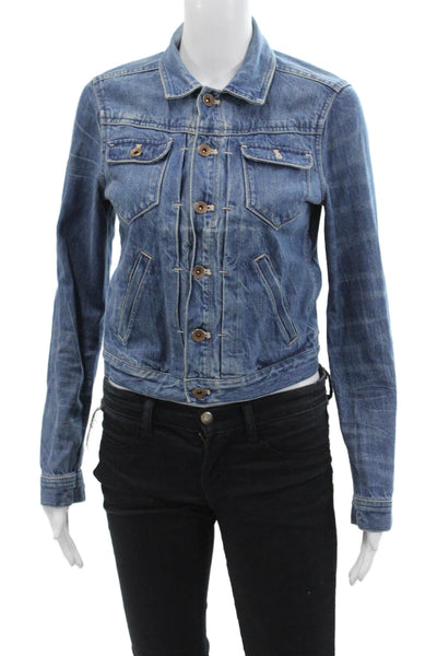 Madewell Womens Button Front Long Sleeve Collared Jean Jacket Blue Size XS