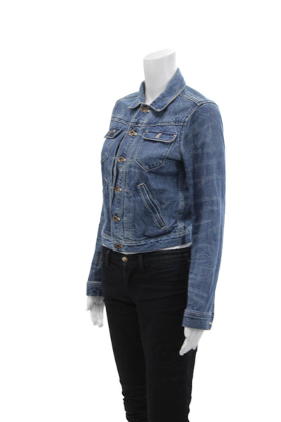Madewell Womens Button Front Long Sleeve Collared Jean Jacket Blue Size XS