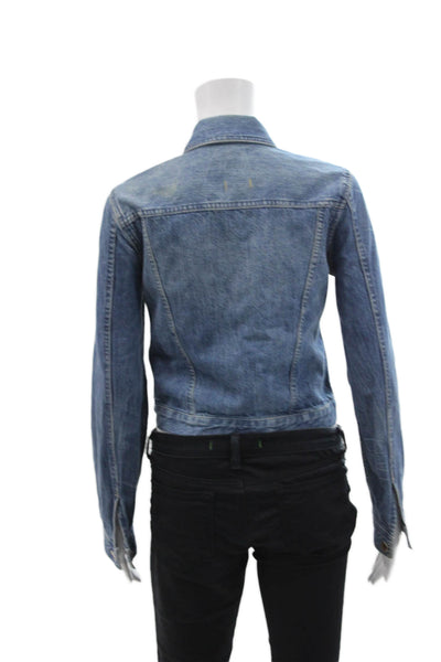 Madewell Womens Button Front Long Sleeve Collared Jean Jacket Blue Size XS