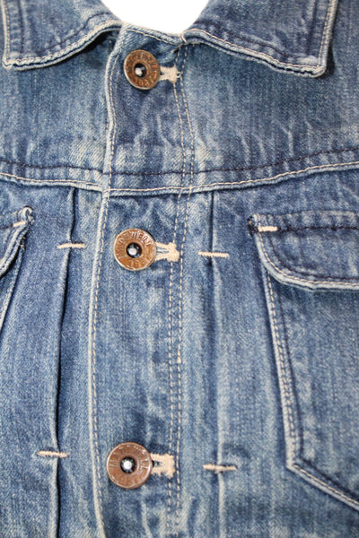 Madewell Womens Button Front Long Sleeve Collared Jean Jacket Blue Size XS