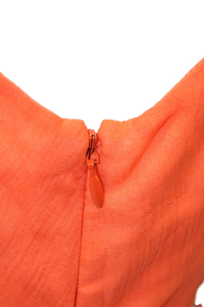 Milly Womens Textured V-neck Sleeveless Beaded Tank Blouse Orange Size 2