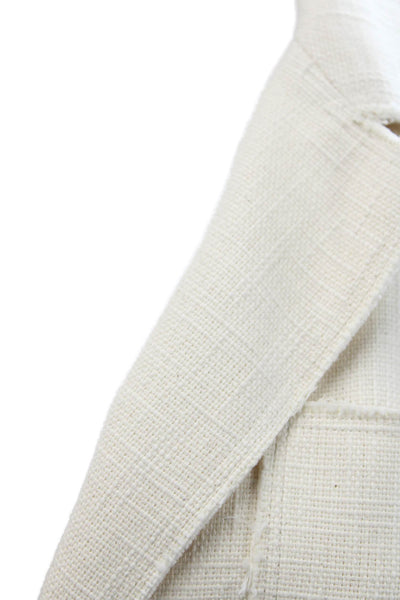 W by Worth Womens Cotton Tweed Print Long Sleeve Button Up Blazer Beige Size 10